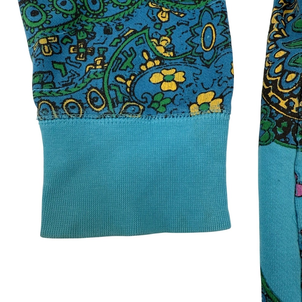 Vintage Y2K Volcom Full Zip Hoodie Paisley Turquoise Pink Large Grunge Skater - Picture 8 of 11